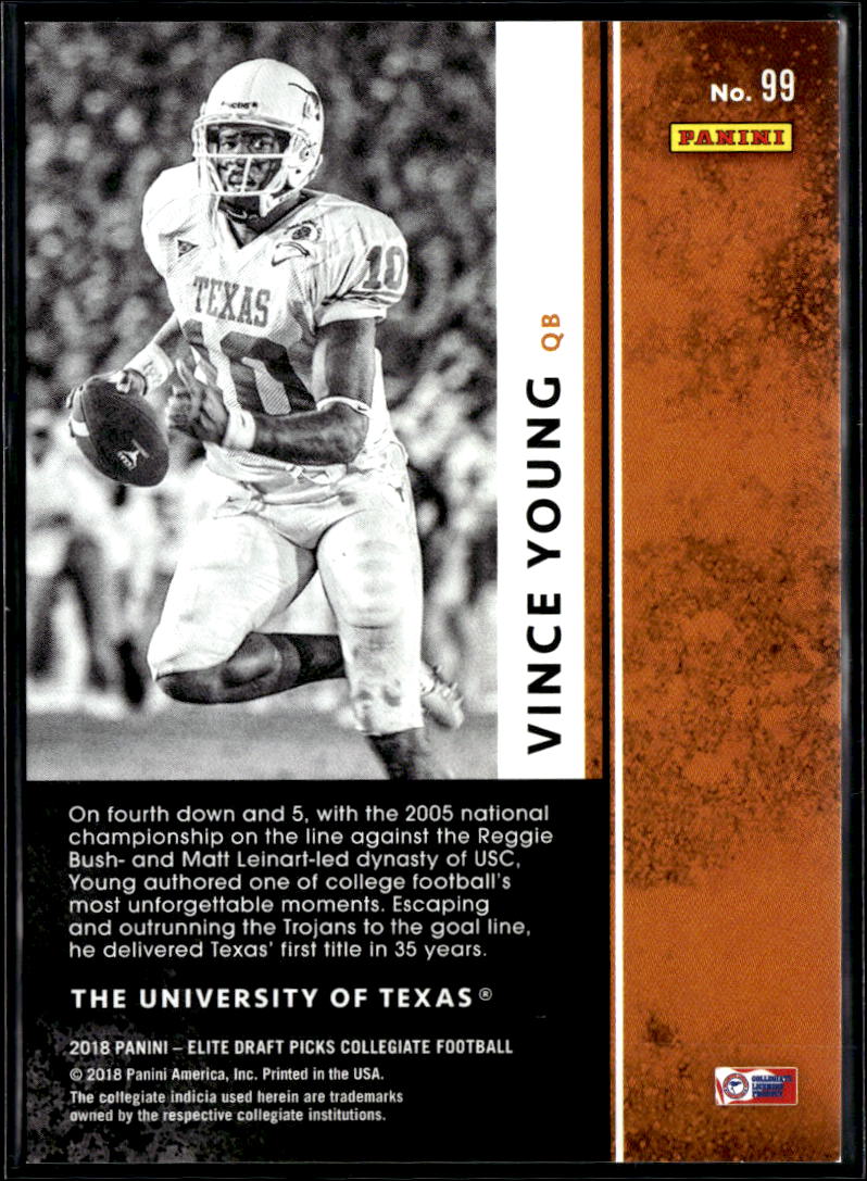 Vince Young 2018 Panini Elite Draft Picks Aspirations Texas Longhorns