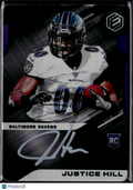 Justice Hill 2019 Elements Auto Autograph Black RC 4/5 Baltimore Ravens
