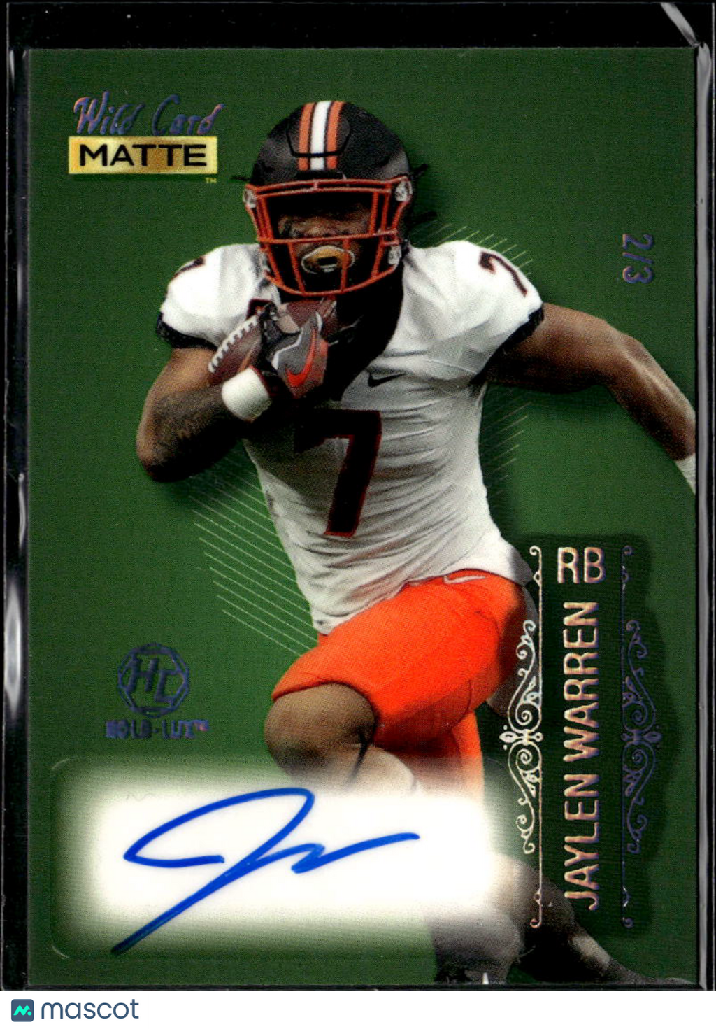 Jaylen Warren 2022 Wild Card Matte Auto Autograph 2/3 Oklahoma State Cowboys