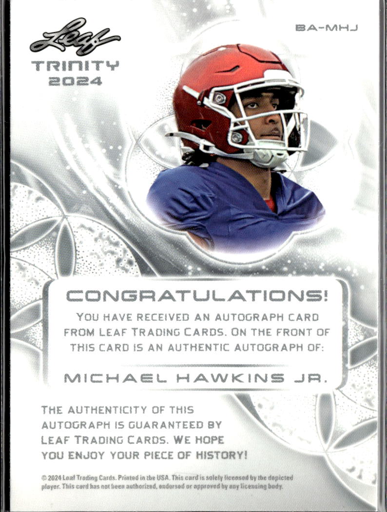 Michael Hawkins Jr. 2024 Leaf Trinity Auto Autograph 1/25 Oklahoma Sooners