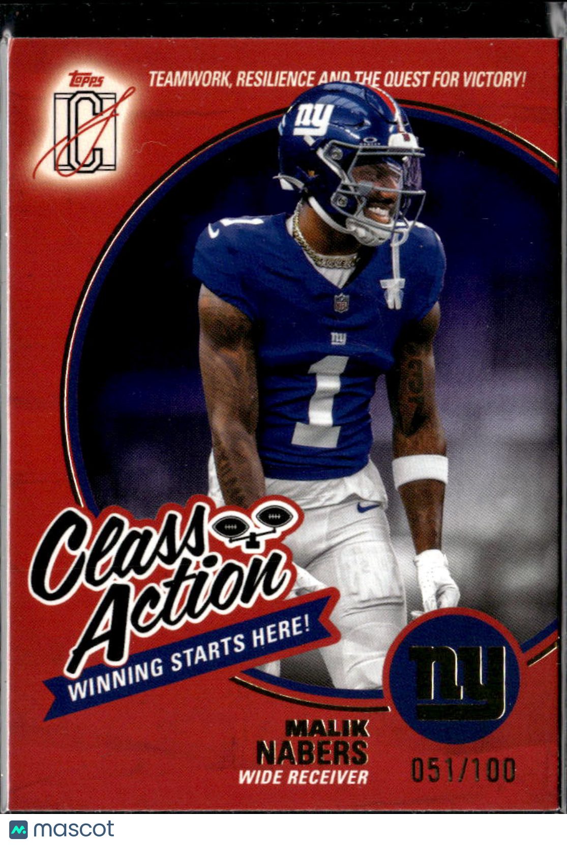 Malik Nabers 2025 Topps RED Class Action 51/100 New York Giants