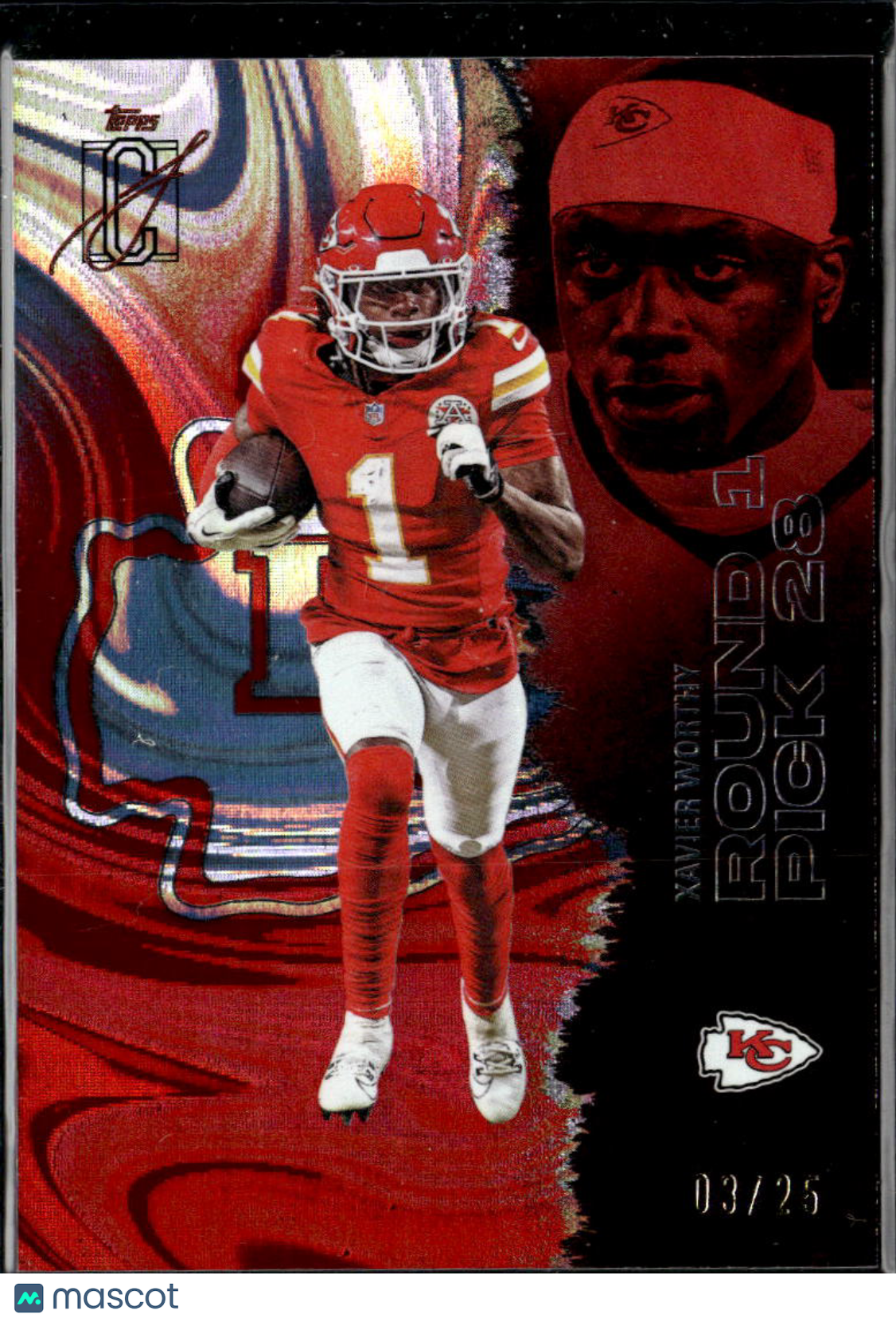 Xavier Worthy 2025 Topps Signature Class RED 3/25 Kansas City Chiefs