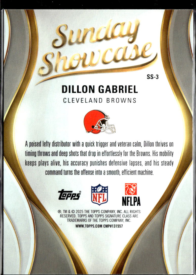 Dillon Gabriel 2025 Topps Sunday Showcase RC Purple 21/100 Cleveland Browns