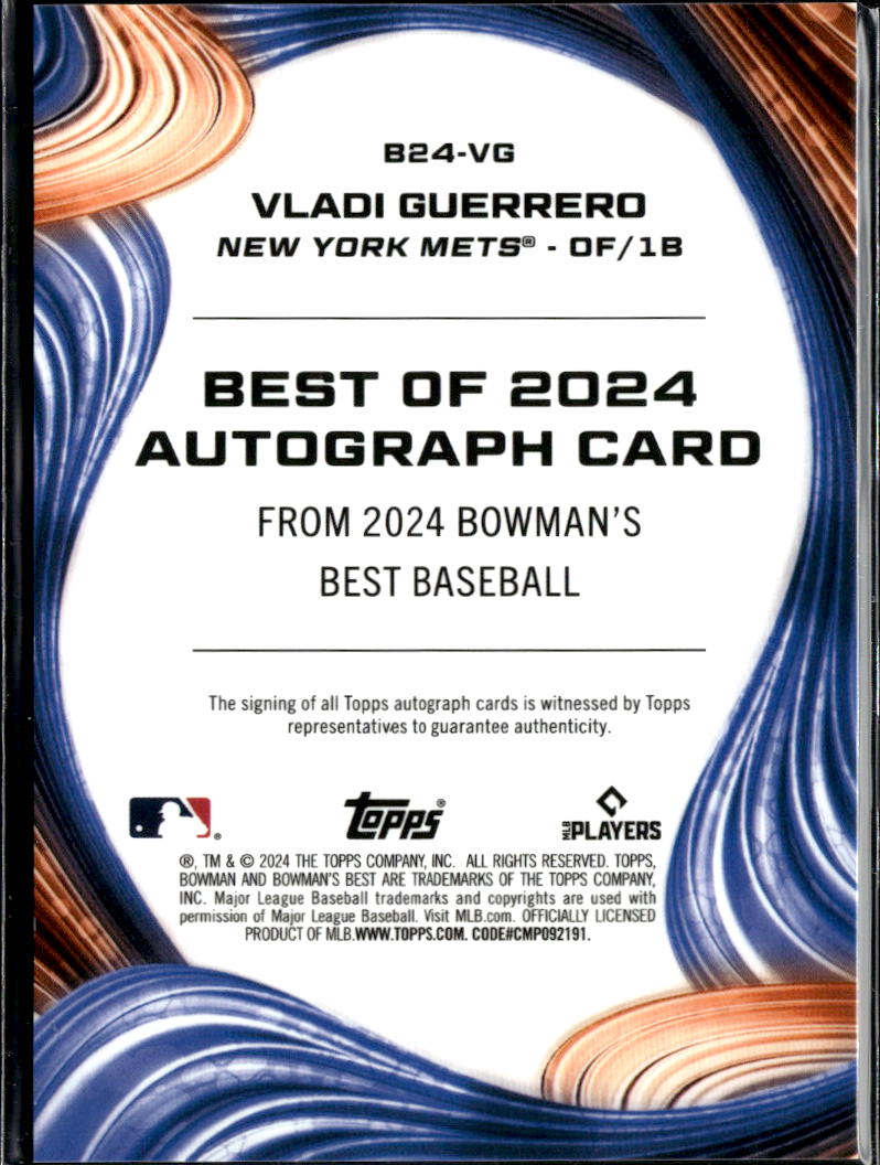 Vladi Guerrero 2024 Bowman's Best Auto /150 New York Mets