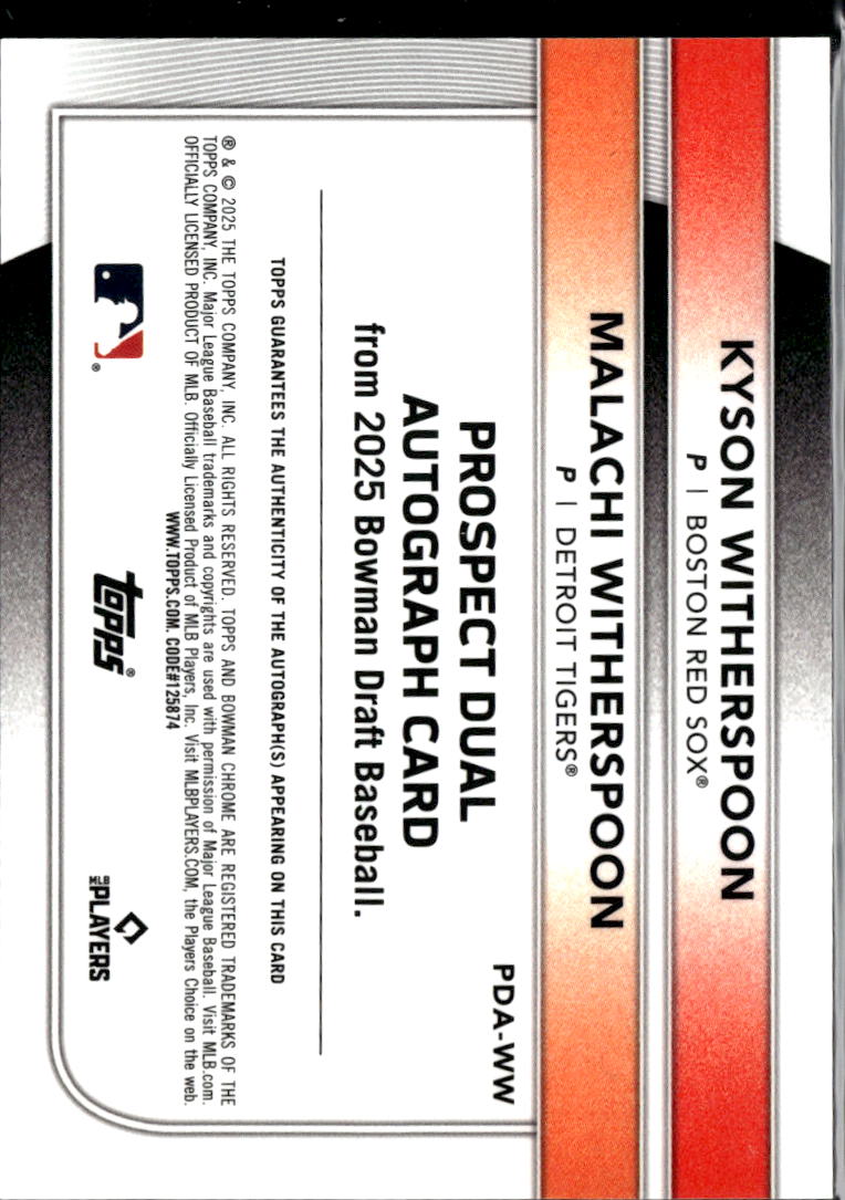 Malachi Witherspoon / Kyson Witherspoon 2025 Bowman Chrome Auto Autograph 94/99