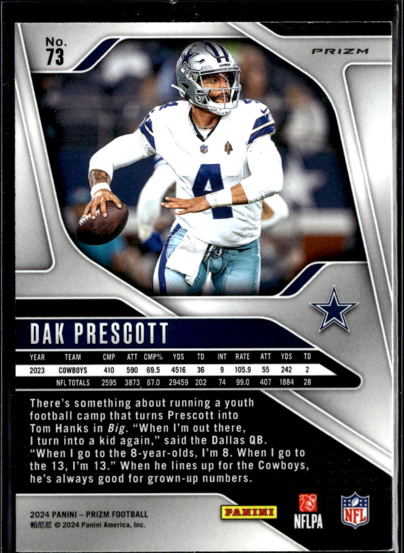 Dak Prescott 2024 Prizm White Black Checkerboard SSP SHORTPRINT Dallas Cowboys