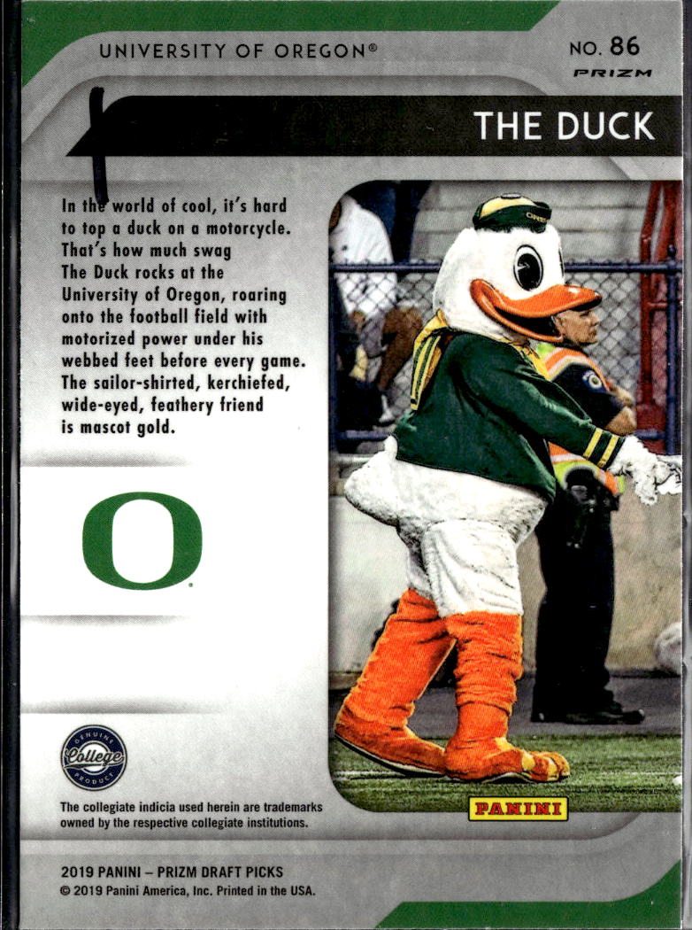 The Duck 2019 Panini Prizm Draft Picks Blue Prizm Mascots Oregon Ducks
