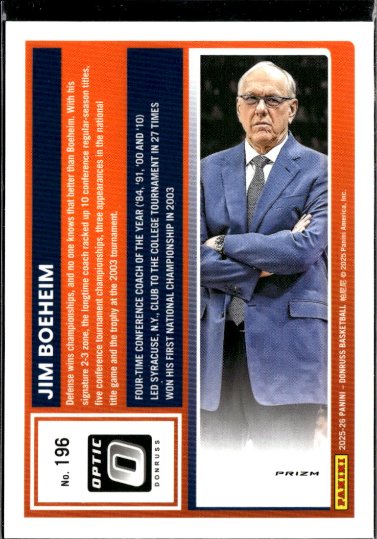 Jim Boeheim 2025 Optic Snakeskin Prizm SSP SHORTPRINT Syracuse Orange