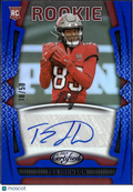 Tez Johnson 2025 Certified Auto Autograph RC Blue 10/50 Tampa Bay Buccaneers