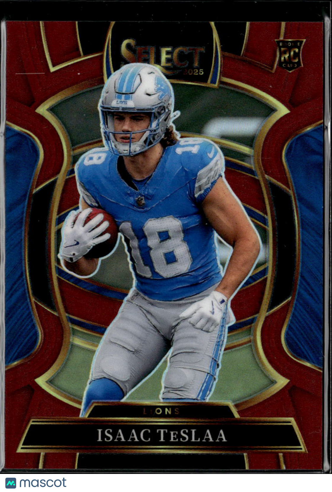 Isaac TeSlaa 2025 Select Red Prizm Rookie RC 104/149 Detroit Lions