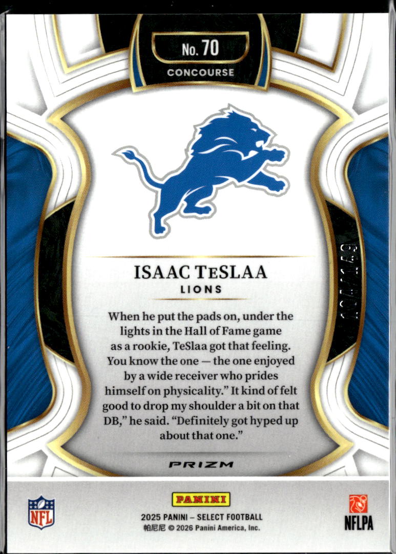 Isaac TeSlaa 2025 Select Red Prizm Rookie RC 104/149 Detroit Lions