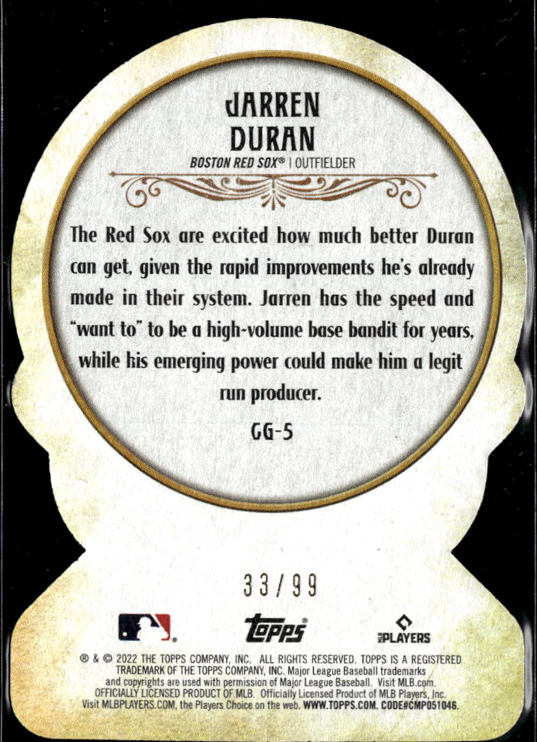 Jarren Duran 2022 Topps Gypsy Queen See The Future RC 33/99 Boston Red Sox