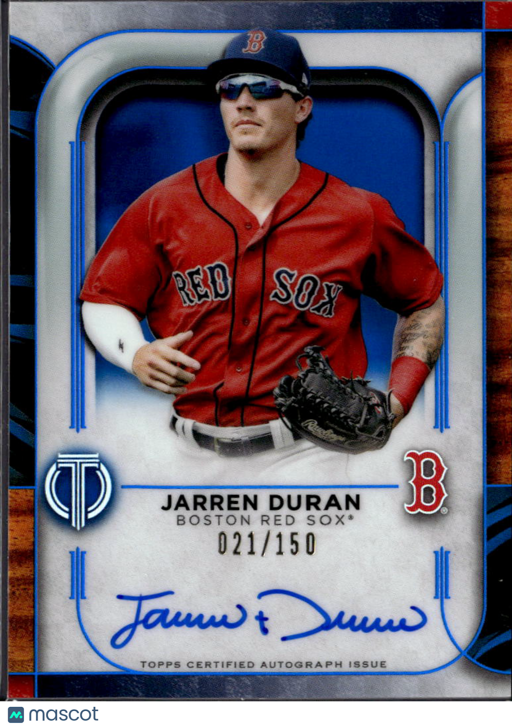Jarren Duran 2022 Topps Tribute Auto Autograph RC Blue 21/150 Boston Red Sox