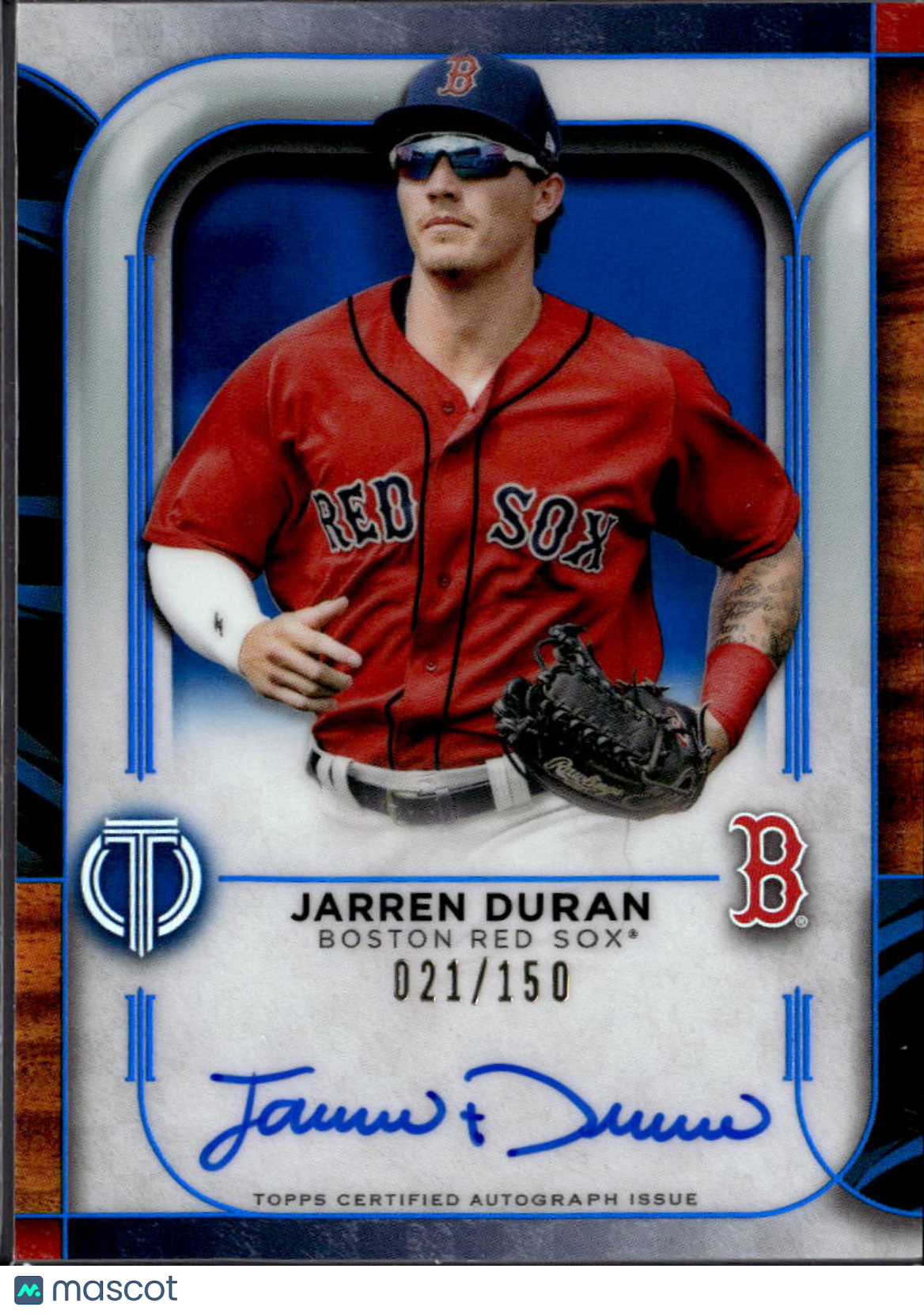 Jarren Duran 2022 Topps Tribute Auto Autograph RC Blue 21/150 Boston Red Sox