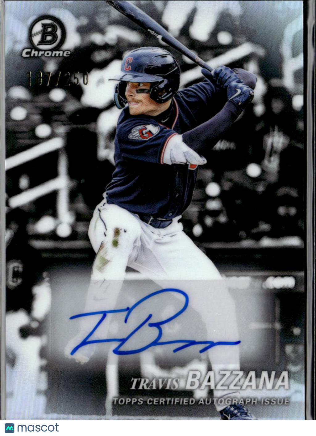 Travis Bazzana 2025 Bowman Chrome Auto Autograph 187/250 Cleveland Guardians