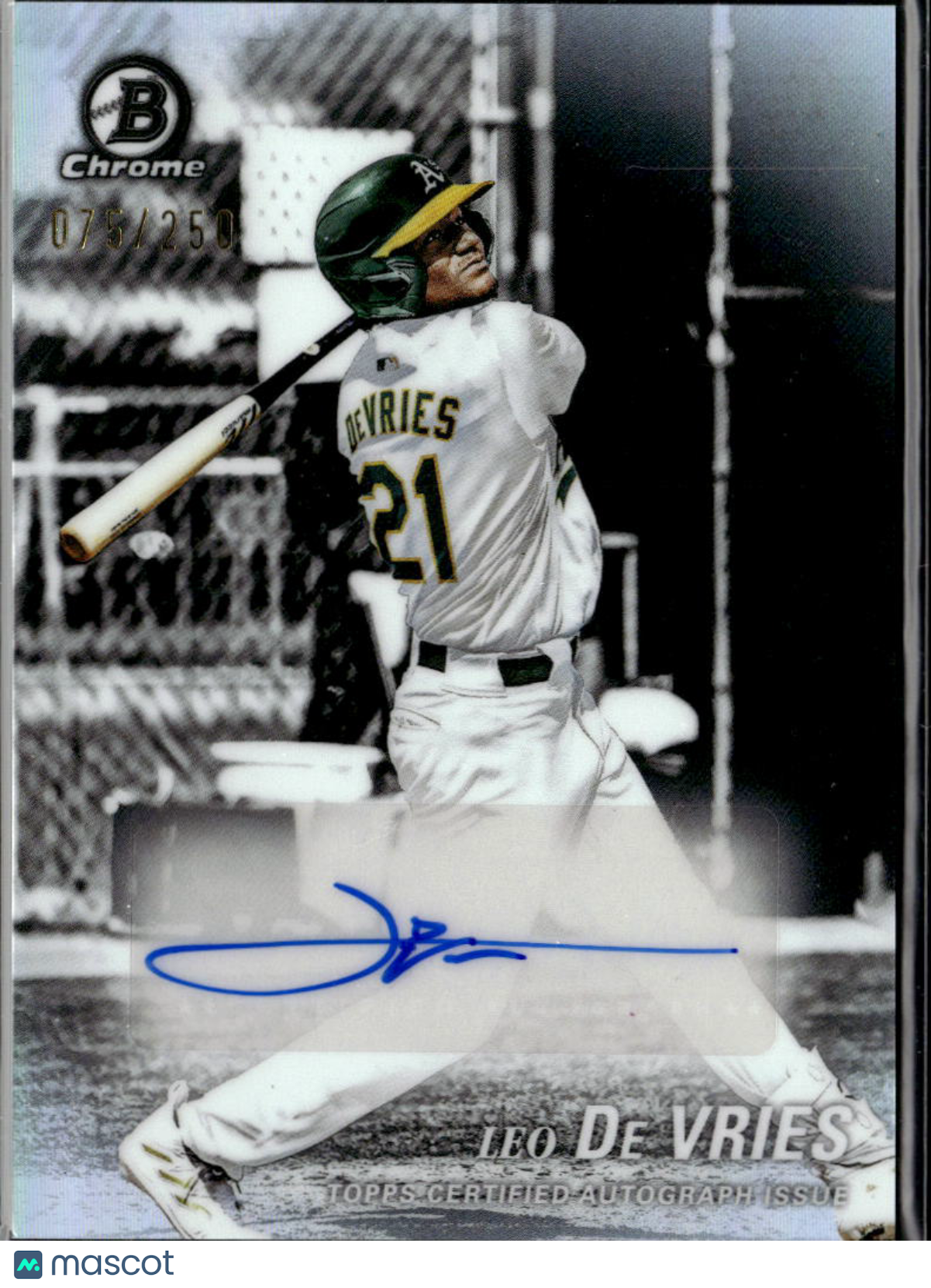 Leo De Vries 2025 Bowman Chrome Auto Autograph 75/250 Oakland Athletics