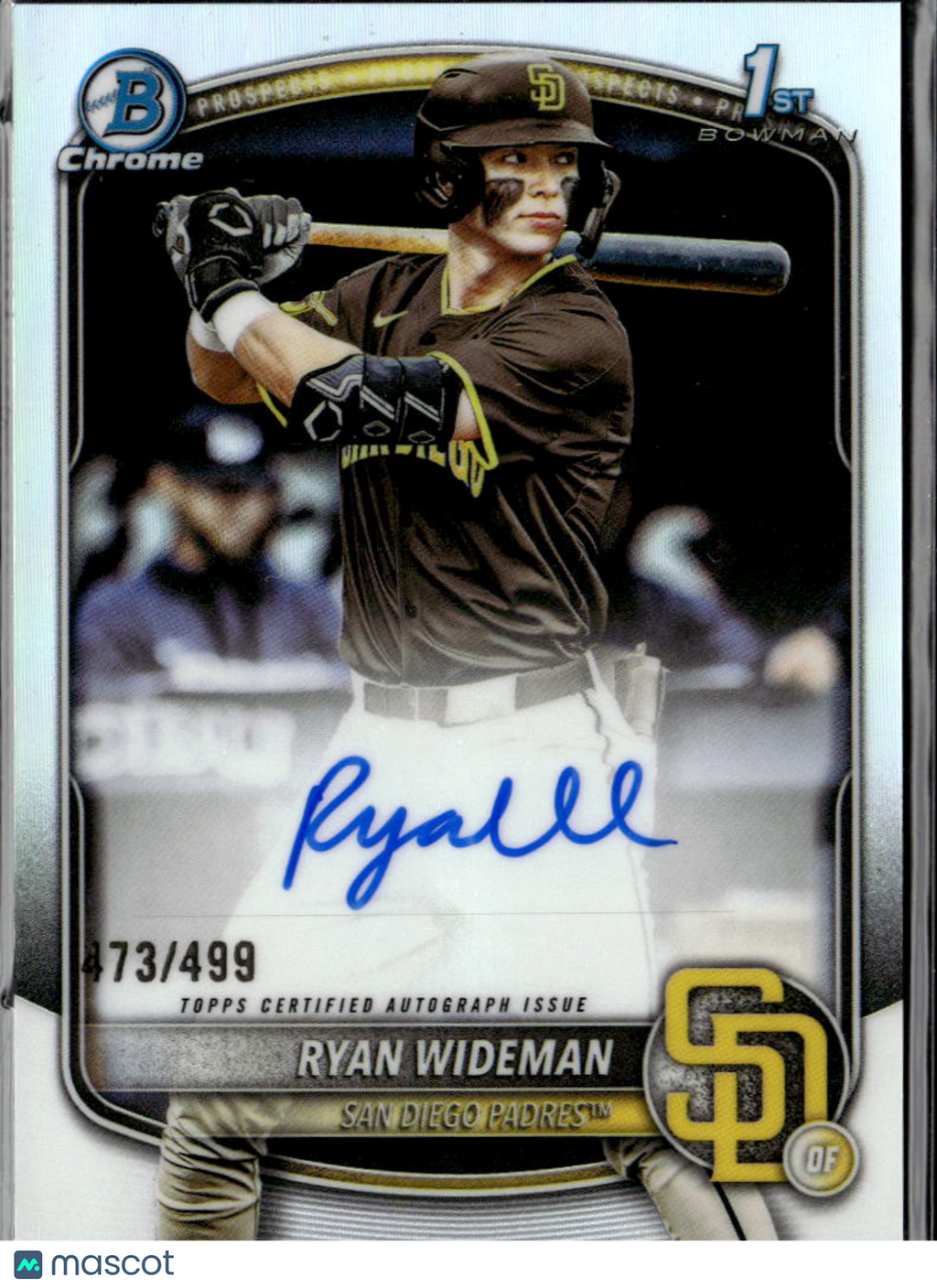 Ryan Wideman 2025 Bowman Chrome 1st Auto Autograph RC 473/499 San Diego Padres