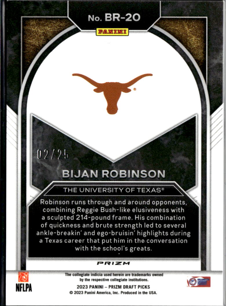 Bijan Robinson 2023 Prizm Draft Brilliance Mojo RC 2/25 Texas Longhorns