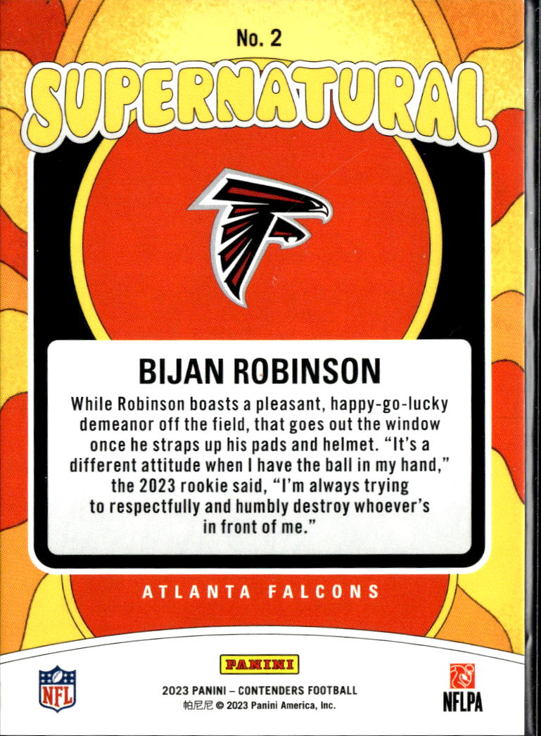 Bijan Robinson 2023 Contenders Supernatural Cracked Ice Rookie 2/25 Falcons