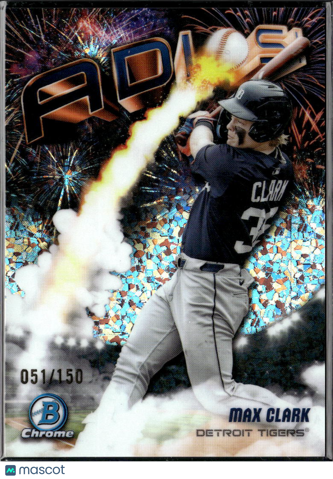 Max Clark 2025 Bowman Chrome Adios Diamond Refractor 51/150 Detroit Tigers