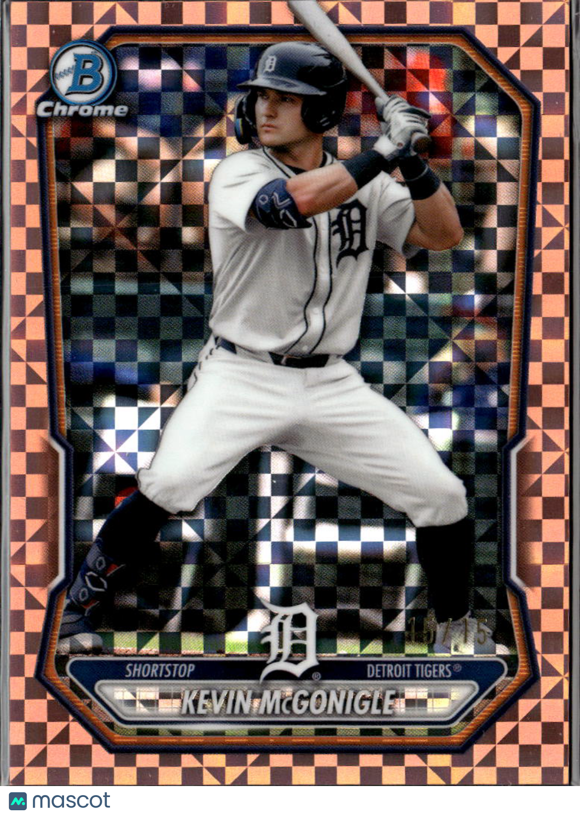 Kevin McGonigle 2026 Bowman Chrome Rose Gold Refractor 15/15 Detroit Tigers