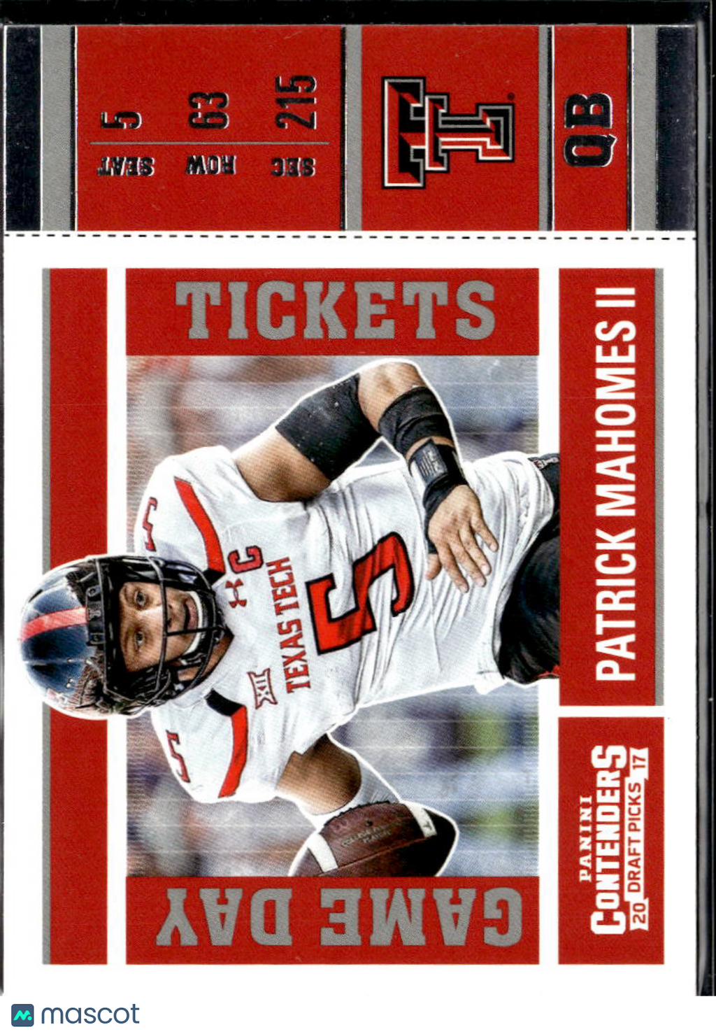 Patrick Mahomes II 2017 Contenders Draft Picks Rookie RC Texas Tech KC Chiefs