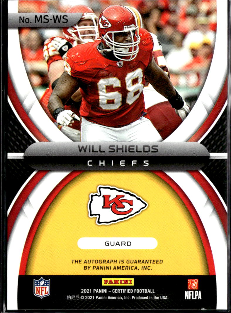 Will Shields 2021 Certified Mirror Red Auto Autograph 9/30 Kansas City Chiefs