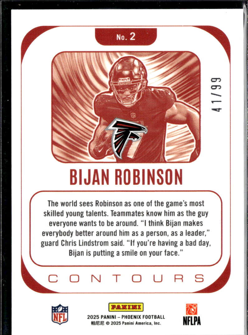 Bijan Robinson 2025 Phoenix Lava Raywave Contours 41/99 Atlanta Falcons