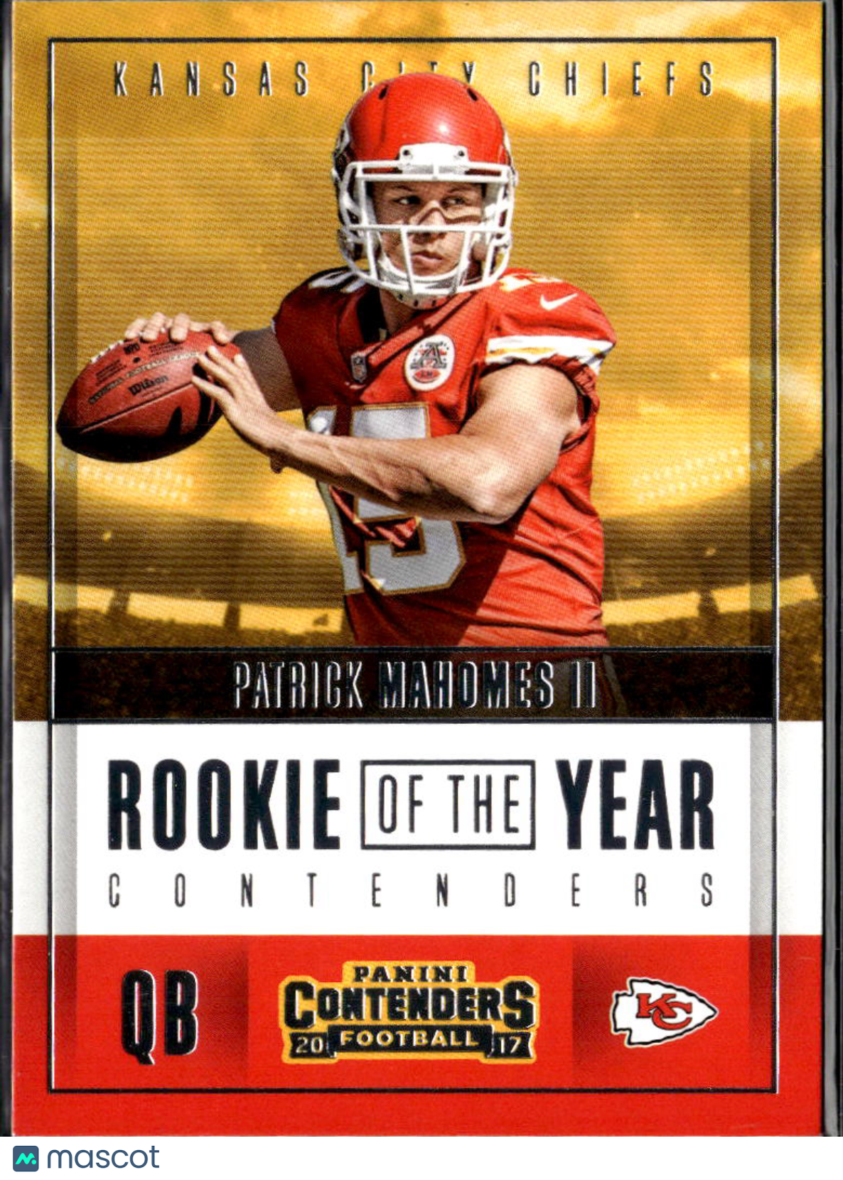 Patrick Mahomes II 2017 Contenders Rookie of the Year RC Kansas City Chiefs