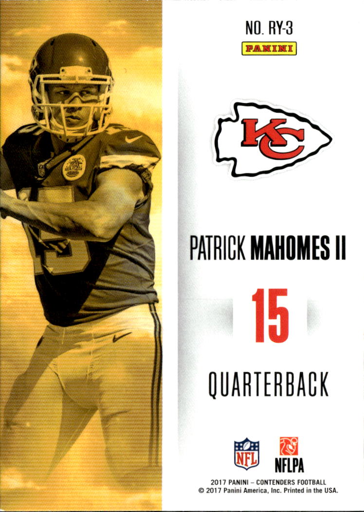 Patrick Mahomes II 2017 Contenders Rookie of the Year RC Kansas City Chiefs