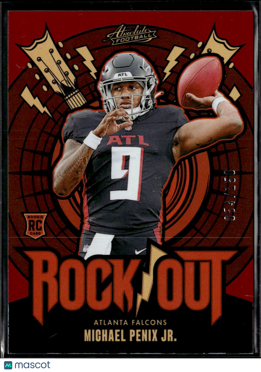 Michael Penix Jr. 2024 Absolute RED Rock Out Rookie RC 54/150 Atlanta Falcons