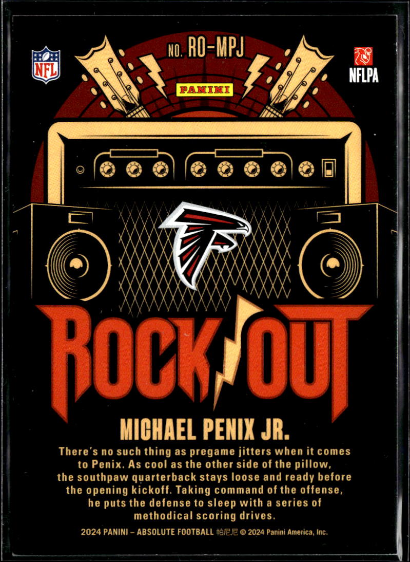 Michael Penix Jr. 2024 Absolute RED Rock Out Rookie RC 54/150 Atlanta Falcons