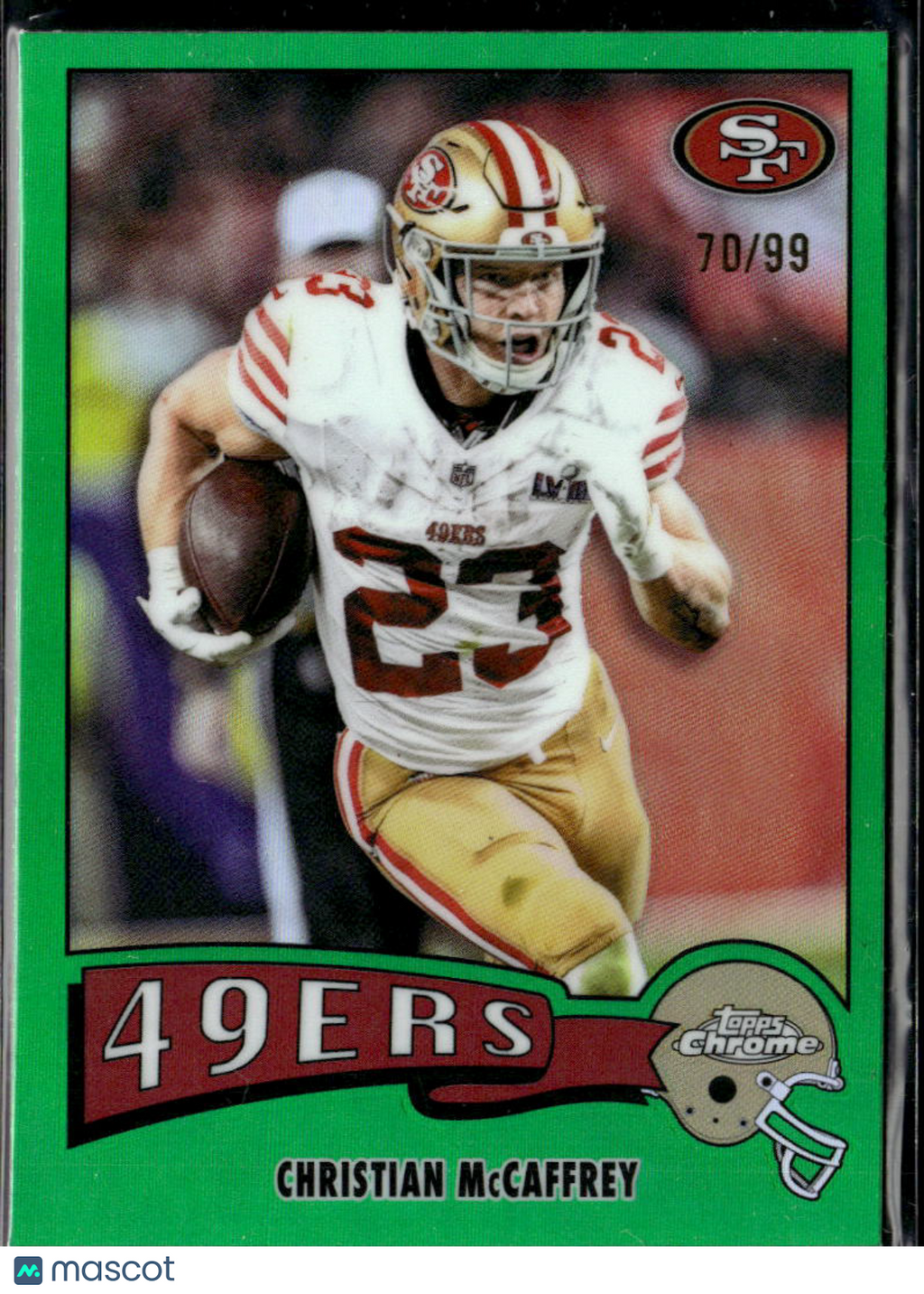 Christian McCaffrey 1975 Topps Chrome Green /99 San Francisco 49ers