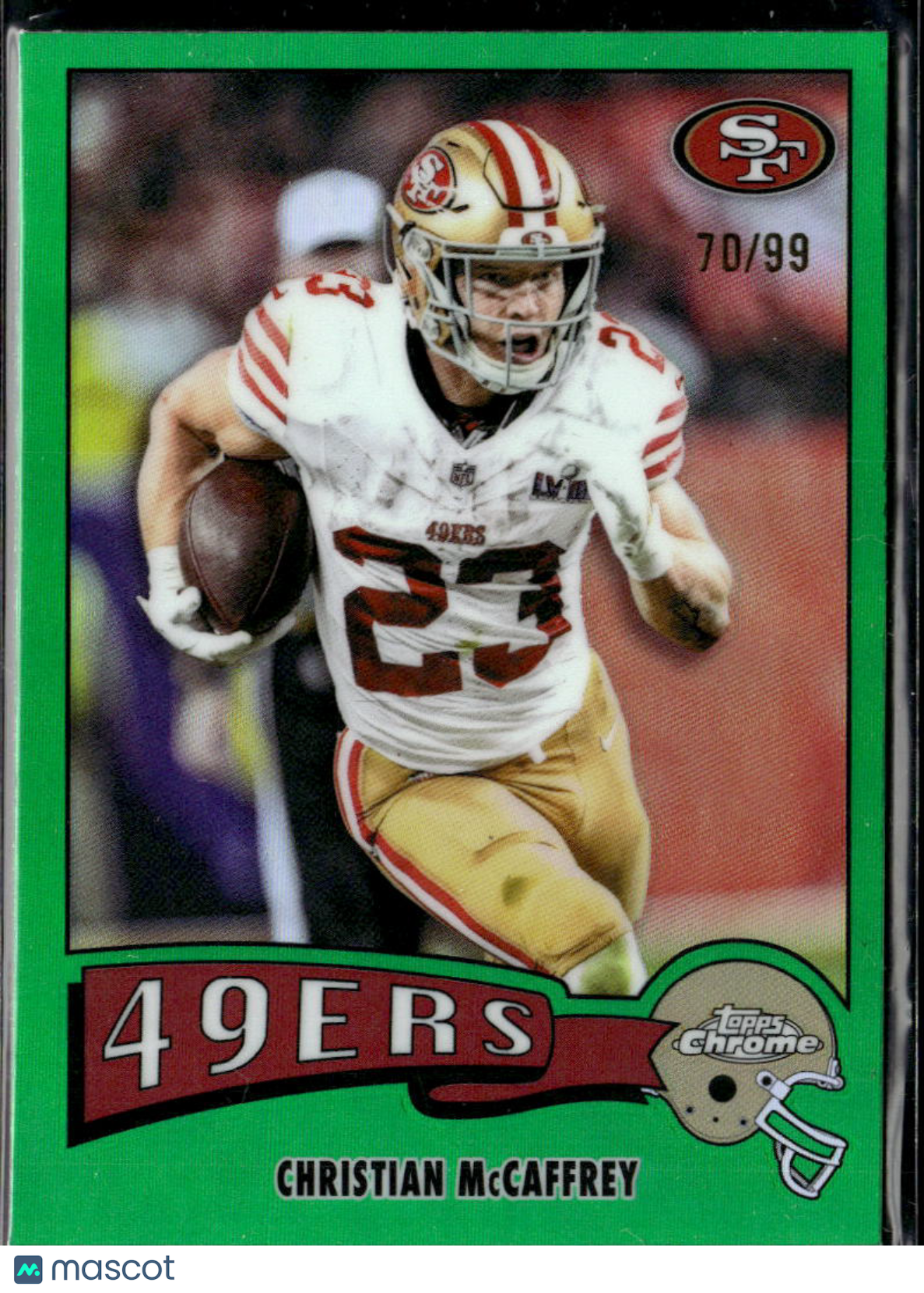 Christian McCaffrey 1975 Topps Chrome Green /99 San Francisco 49ers