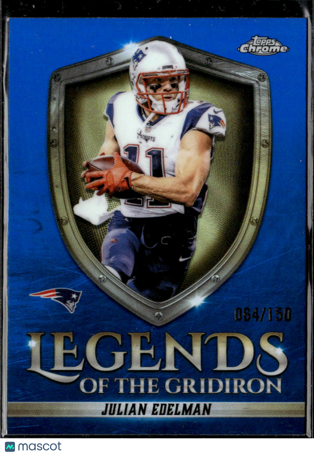 Julian Edelman 2025 Topps Chrome Legends Gridiron Blue Refractor /150 Patriots