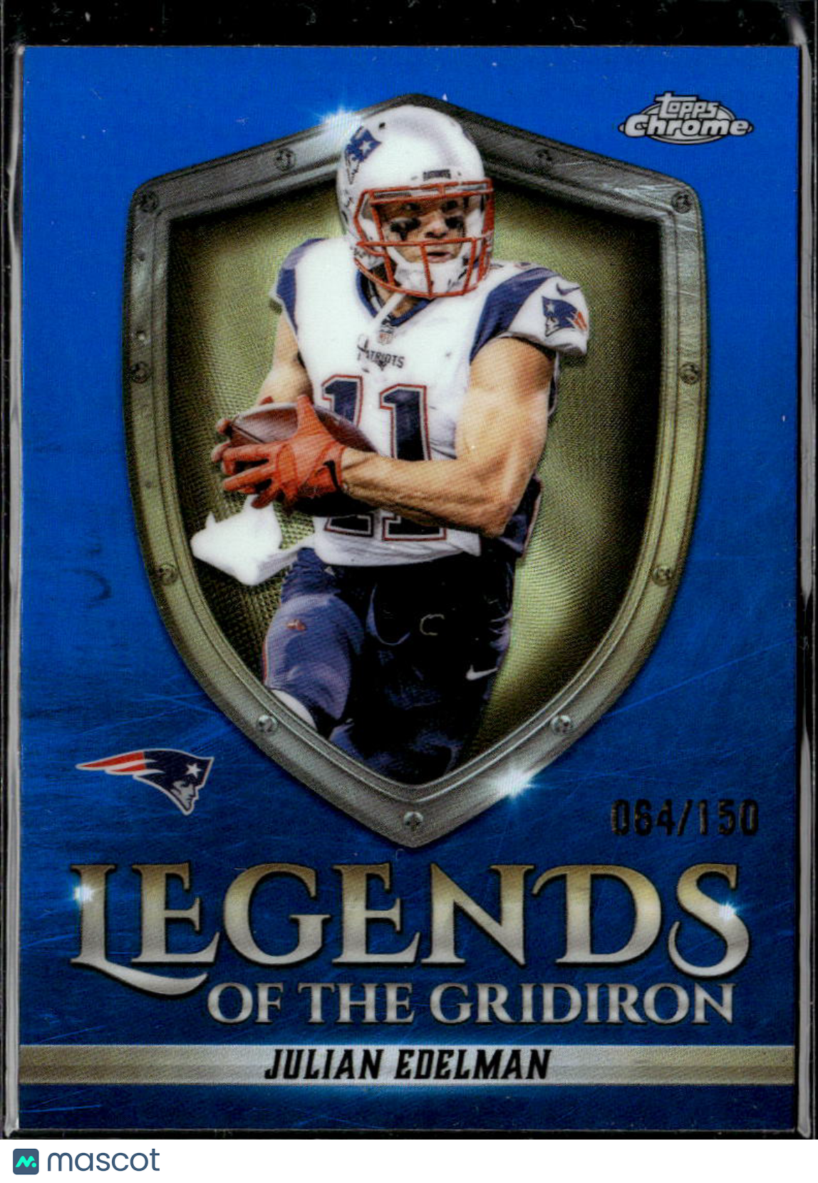 Julian Edelman 2025 Topps Chrome Legends Gridiron Blue Refractor /150 Patriots