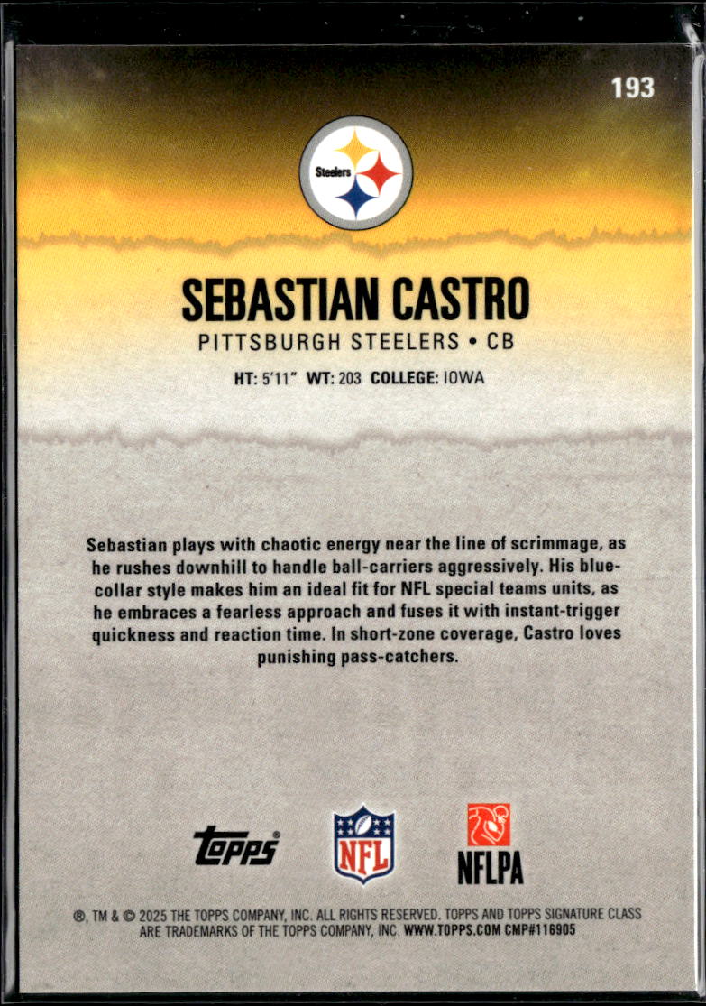 Sebastian Castro 2025 Topps Composite Undrafted RC Gold /50 Pittsburgh Steelers