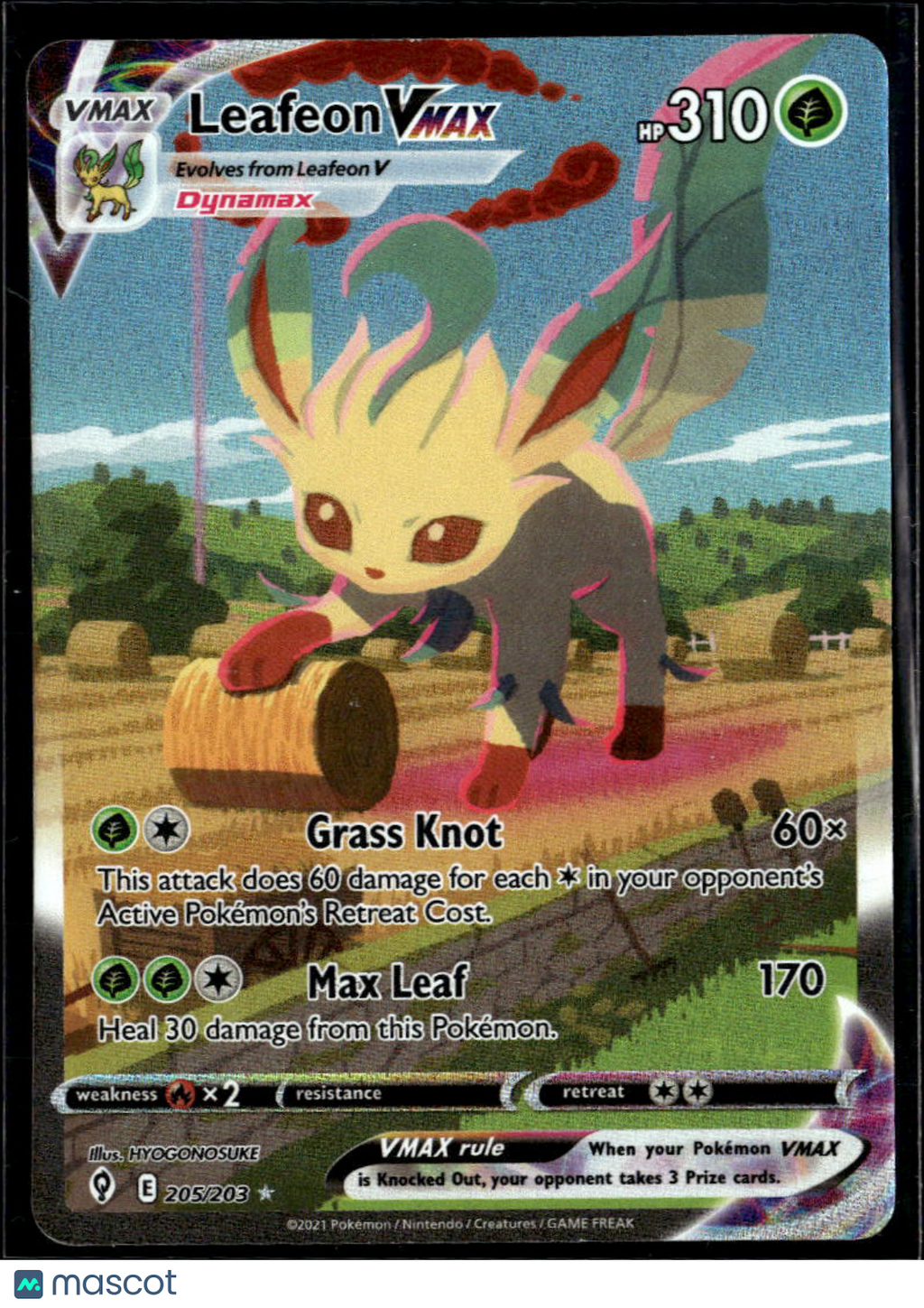 Leafeon VMAX 2021 Evolving Skies Holo Secret Rare SAR #205/203