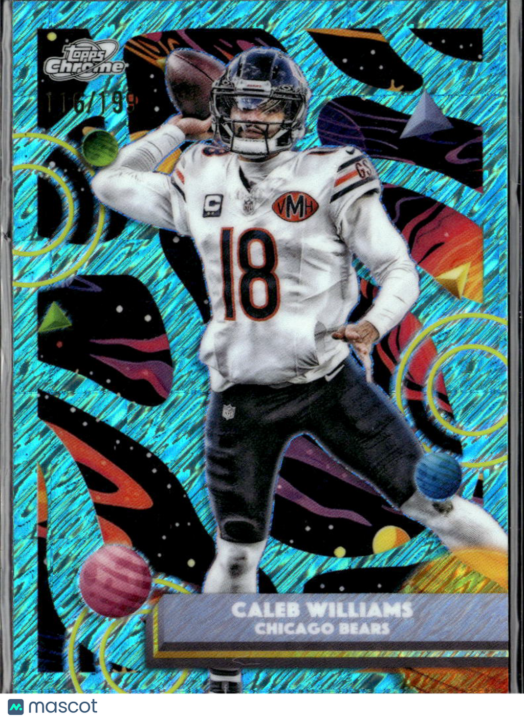 Caleb Williams 2025 Topps Chrome Cosmic Aqua Equinox Refractor /199 Bears