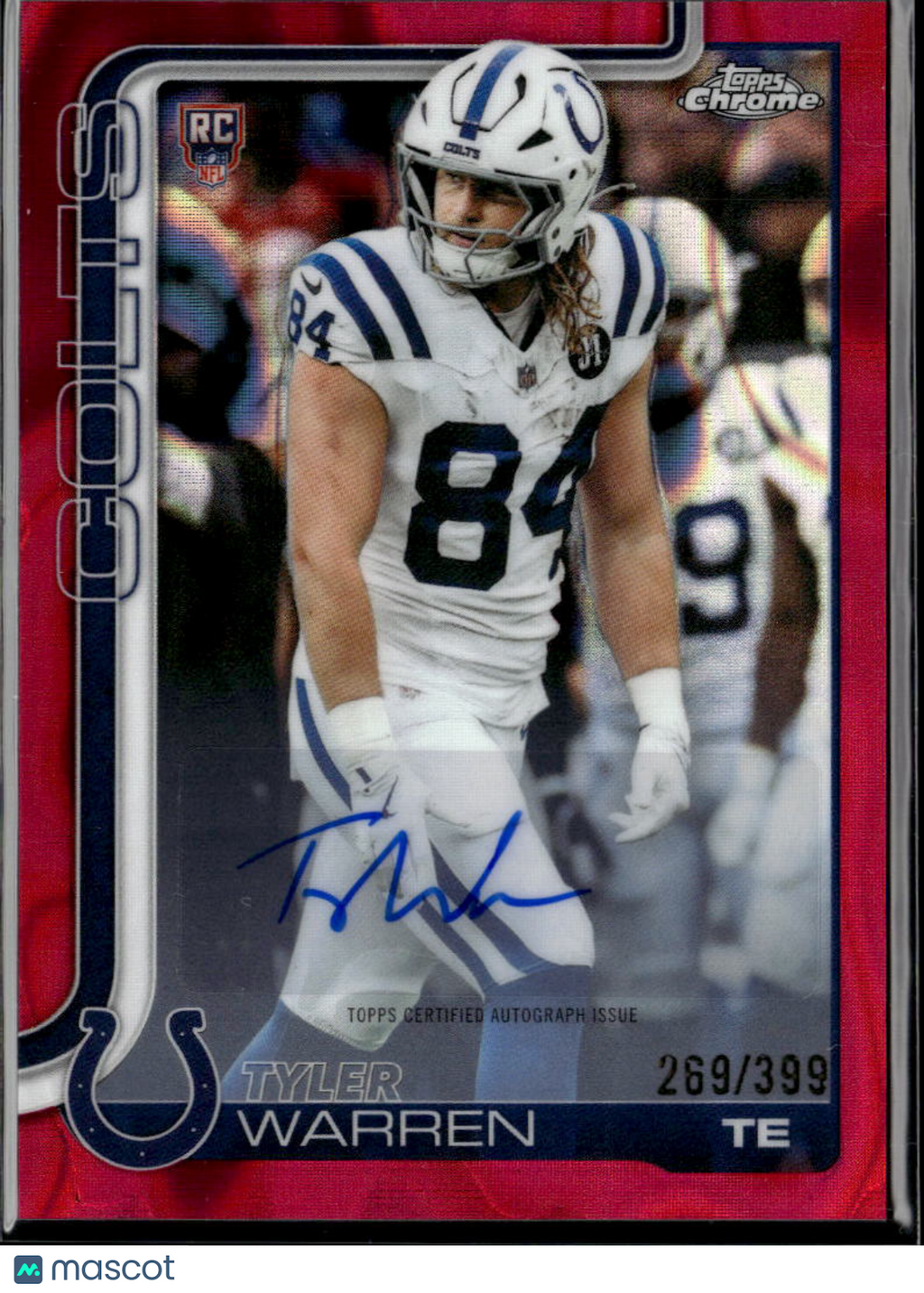 Tyler Warren 2025 Topps Chrome Pink Auto Autograph RC 269/399 Indianapolis Colts