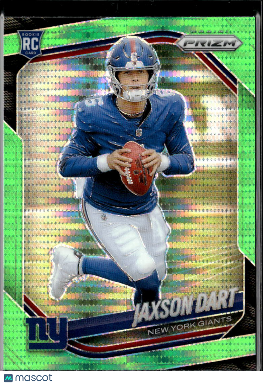 Jaxson Dart 2025 Panini Prizm RC Green Pulsar Prizm Rookie #332 New York Giants