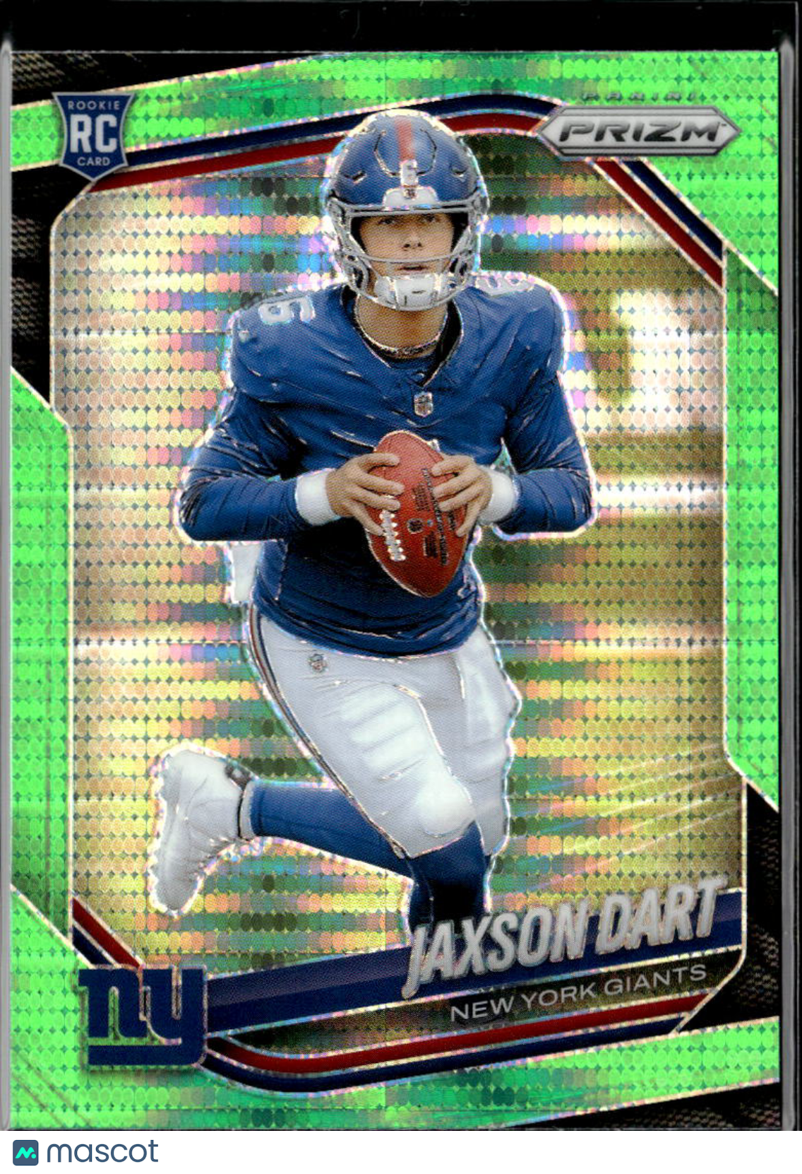 Jaxson Dart 2025 Panini Prizm RC Green Pulsar Prizm Rookie #332 New York Giants