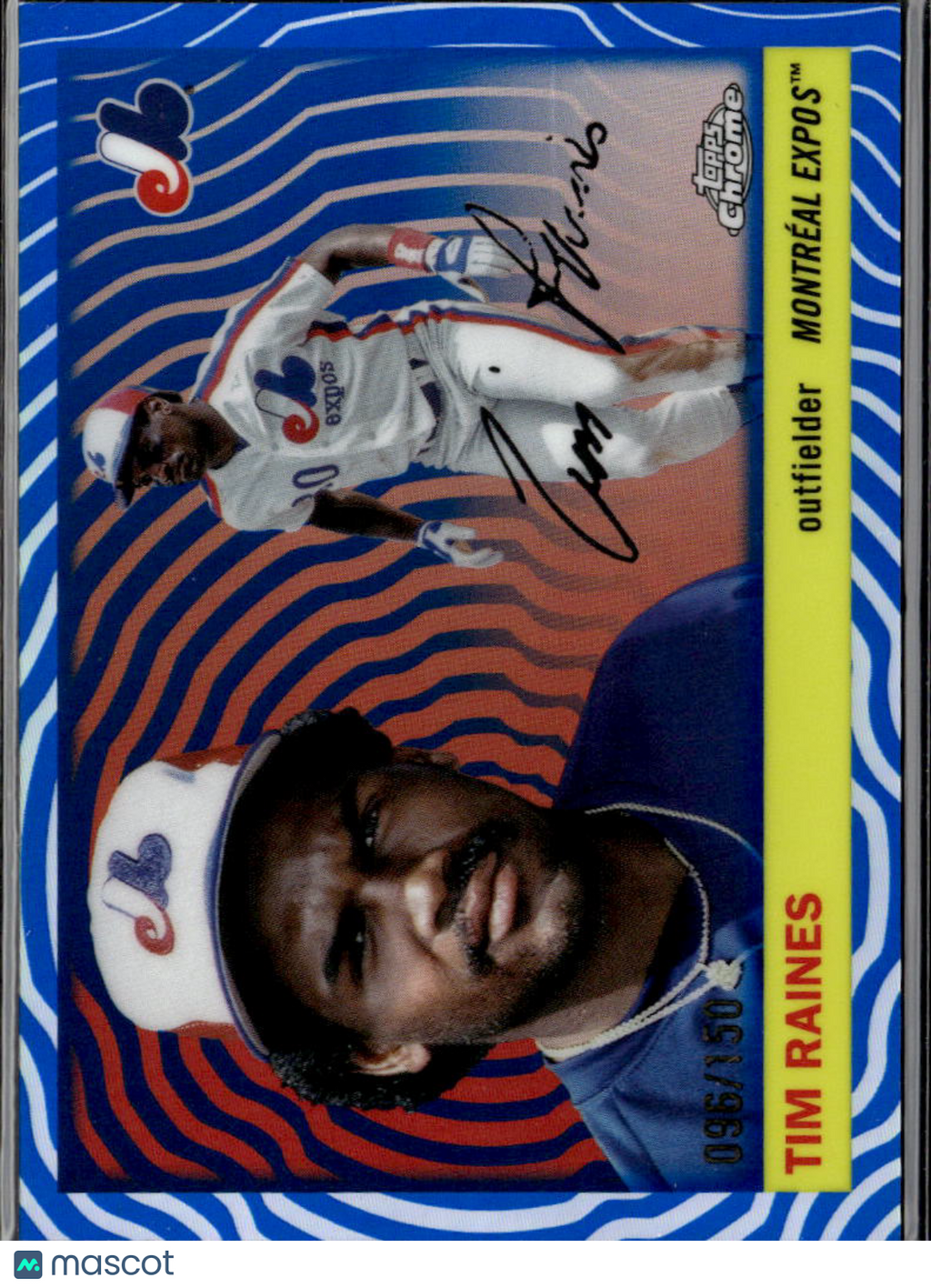 Tim Raines 2025 Topps Chrome Platinum Blue Refractor 96/150 Montreal Expos