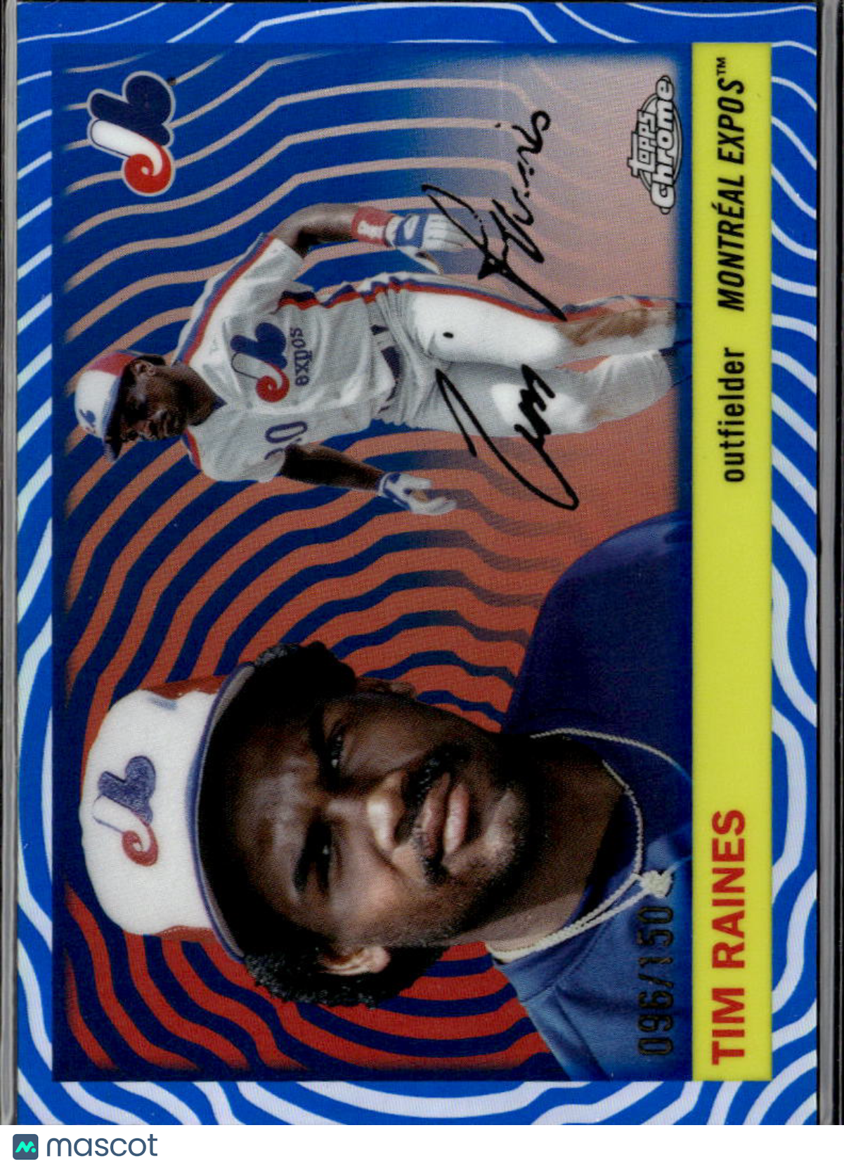 Tim Raines 2025 Topps Chrome Platinum Blue Refractor 96/150 Montreal Expos