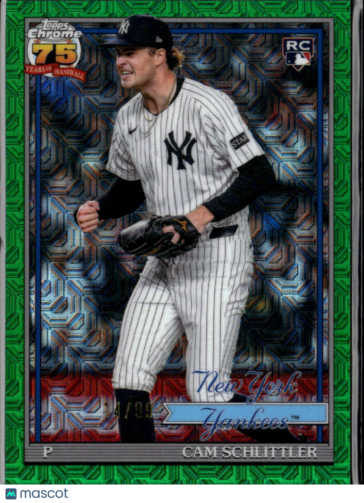 Cam Schlittler 2025 Topps Chrome '91 Green Refractor RC 14/99 New York Yankees