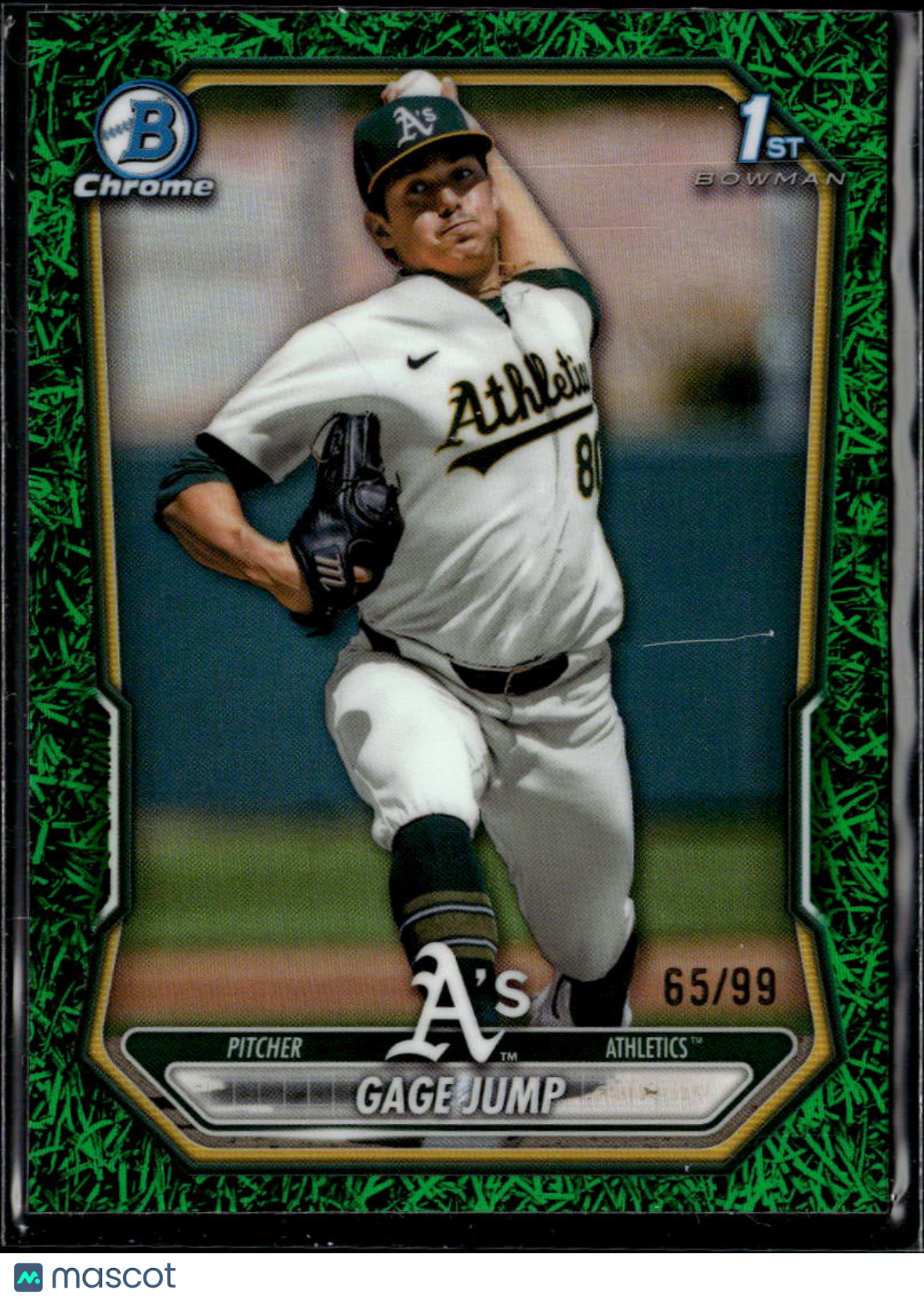Gage Jump 2026 Bowman Chrome 1st Green Grass Refractor 65/99 Oakland Athletics