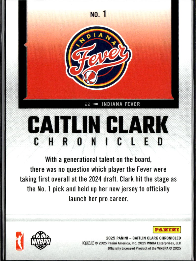 Caitlin Clark 2025 Panini Chronicles Blue 117/199 Indiana Fever