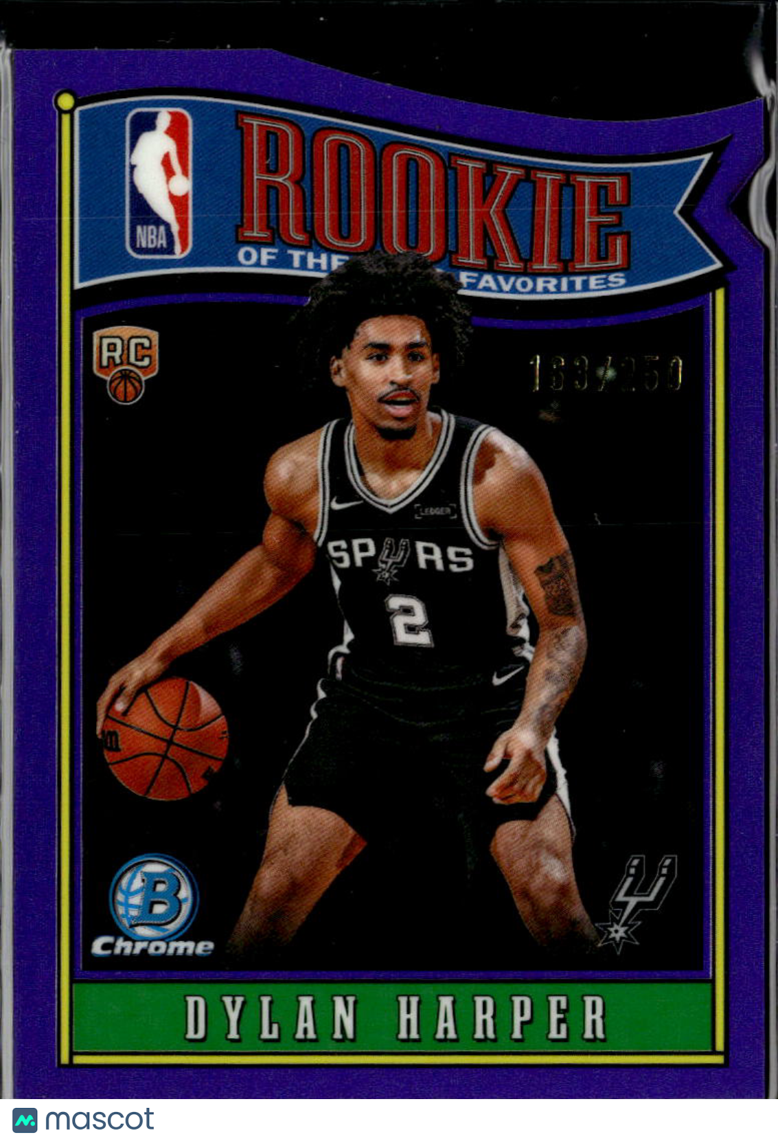 Dylan Harper 2025 Bowman Chrome Rookie of the Year Favorites Purple /250 Spurs