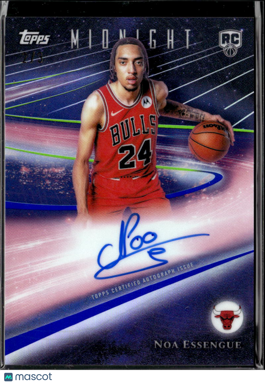 Noa Essengue 2025 Topps Midnight Auto Autograph RC 2/3 Chicago Bulls