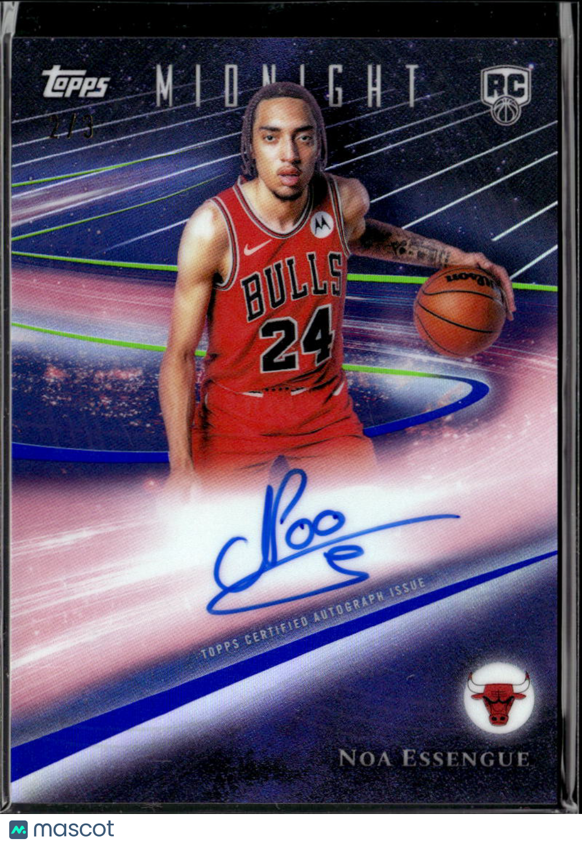 Noa Essengue 2025 Topps Midnight Auto Autograph RC 2/3 Chicago Bulls